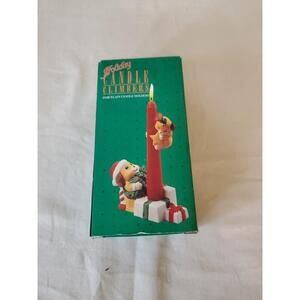 CHRISTMAS HOLIDAY CANDLE CLIMBERS HOLDER PORCELAIN Dog Set